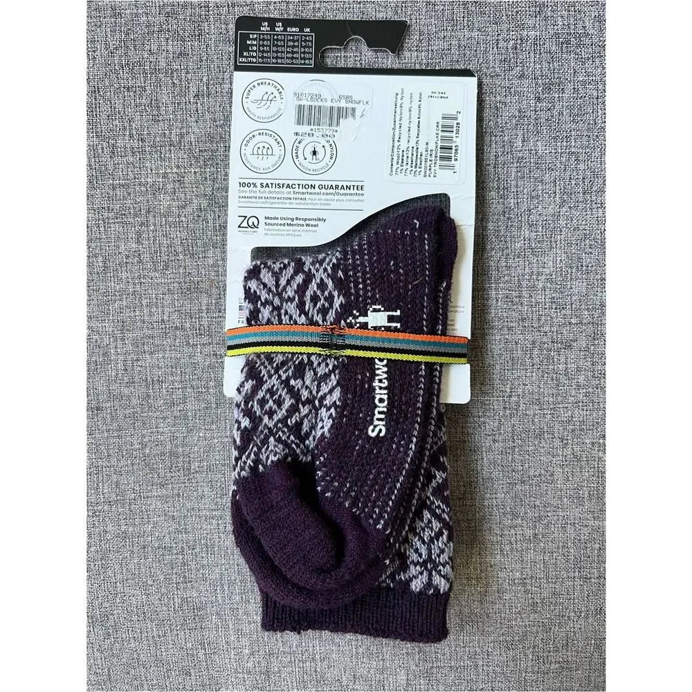 Smartwool NWT Everyday Snowflake Patterned Merino Socks Unisex Medium Cushioned